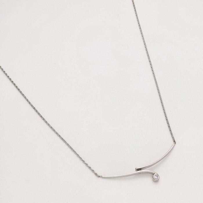 Ketting - 14 karaat Witgoud - 0.08ct. tw. Diamant, Sieraden, Tassen en Uiterlijk, Antieke sieraden
