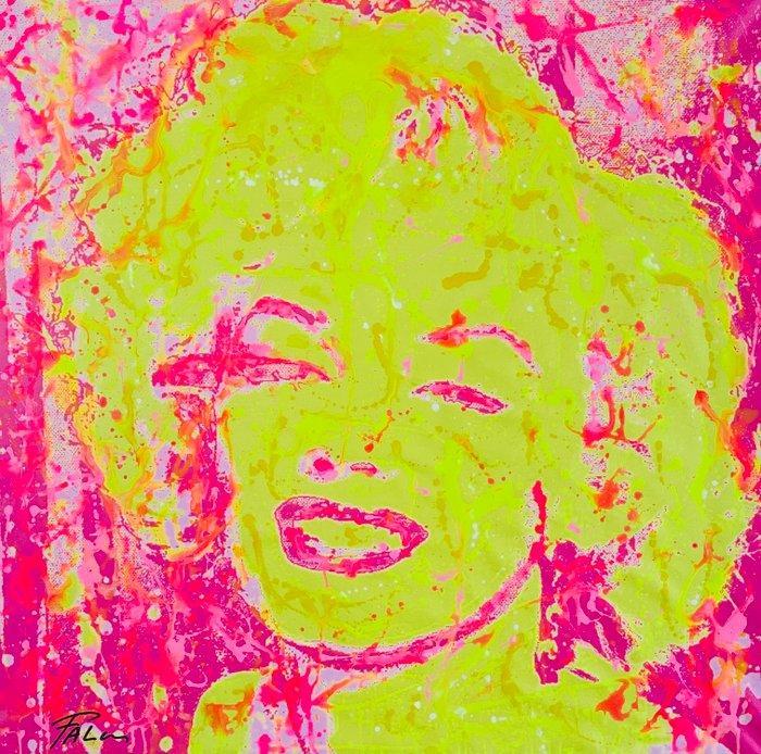 Joaquim Falco - MARILYN YELLOW-ROSE XL Fluor paint, Antiek en Kunst, Kunst | Schilderijen | Modern