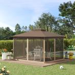 TRUUSK Paviljoen Met Insectengaas En Hoekplanken, Bruin+beig, Tuin en Terras, Partytenten, Verzenden, Nieuw