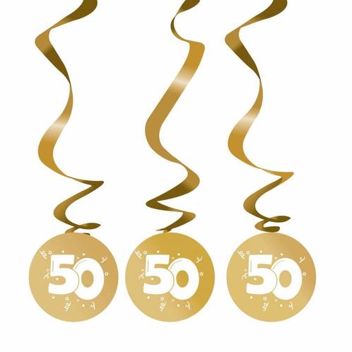Hangdecoratie 50 Jaar Goud Versiering 75cm 3st, Hobby en Vrije tijd, Feestartikelen, Nieuw, Verzenden