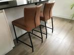 Set van 2 leren barstoelen - bruin leer, Huis en Inrichting, Stoelen, Overige kleuren, Nieuw, Leer, Ophalen of Verzenden