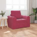 vidaXL Vloersofa Bed 2-in-1 Wijnrood 98x71x83 cm Fluweel, Verzenden, Nieuw, Stof, Minder dan 150 cm