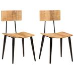 vidaXL Eetkamerstoelen 2 st 44x40x80 cm massief mangohout, Huis en Inrichting, Stoelen, Verzenden, Nieuw, Bruin