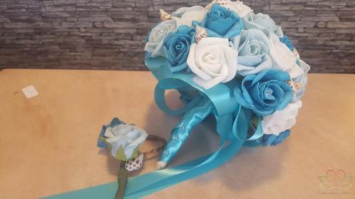 Bruidsboeket em1 foam, schelpen lint met bijpassende corsage, Hobby en Vrije tijd, Knutselen, Nieuw, Ophalen of Verzenden