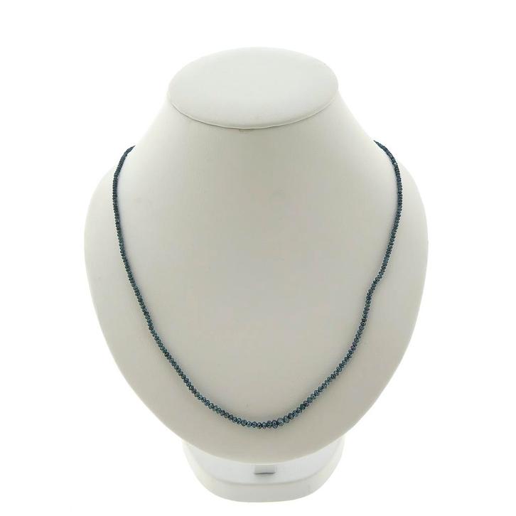 Kralen ketting van blauwe diamanten met gouden slot | 48 cm, Sieraden, Tassen en Uiterlijk, Armbanden, Overige kleuren, Gebruikt