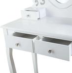 Stijlvolle witte kaptafel met hartspiegel en krukje - 4 l..., Huis en Inrichting, Ophalen of Verzenden, Nieuw