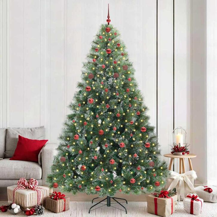 vidaXL Kunstkerstboom met 300 LED met standaard Groen 240 cm, Diversen, Kerst, Nieuw, Verzenden