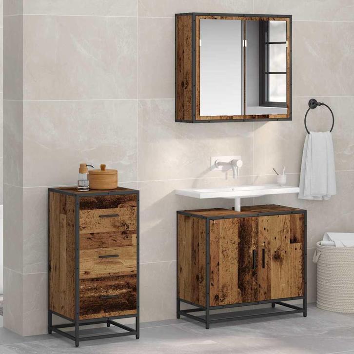 vidaXL Dressoir met lade Oud hout 35.5 x 35 x 76 cm Bewerkt, Huis en Inrichting, Kasten | Dressoirs, Nieuw, Minder dan 50 cm, Overige houtsoorten
