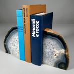 Boekensteunen - Dubbele sectie van blauwe agaat geode Vrije, Verzamelen, Mineralen en Fossielen