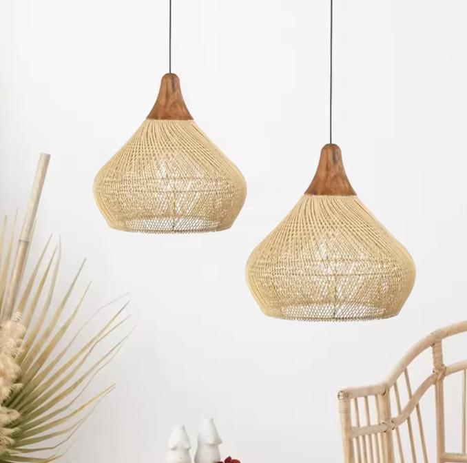 Rotan Hanglamp – Handgeweven Bamboe Plafondlamp Retro Design, Huis en Inrichting, Lampen | Hanglampen, Nieuw, Verzenden