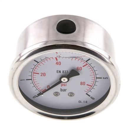 0..6 Bar Glycerine Manometer Achteraansluiting RVS/Messing, Doe-het-zelf en Verbouw, Overige Doe-het-zelf en Verbouw, Nieuw, Verzenden