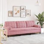 vidaXL 3-zitsbank met sierkussens 210 cm fluweel roze, Verzenden, Nieuw, Driepersoons, Stof