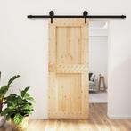 vidaXL Schuifdeur met beslag 85x210 cm massief grenenhout, Doe-het-zelf en Verbouw, Deuren en Horren, Verzenden, Nieuw
