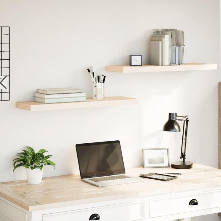 vidaXL Wandschapppen 2 st 80x23,5x4 cm bewerkt hout, Huis en Inrichting, Woonaccessoires | Wandplanken en Boekenplanken, Nieuw
