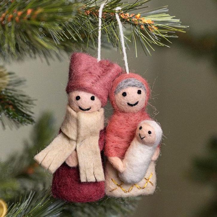 Wolvilt Hanger Jozef & Maria Kerst - Cyclaam&Oudroze - Fairt, Diversen, Kerst, Nieuw, Ophalen of Verzenden