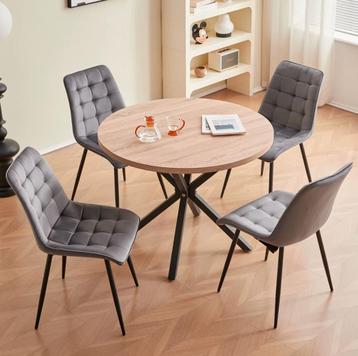 Set van 4 Eetkamerstoelen - Velvet in Zwart, Grijs of Groen beschikbaar voor biedingen