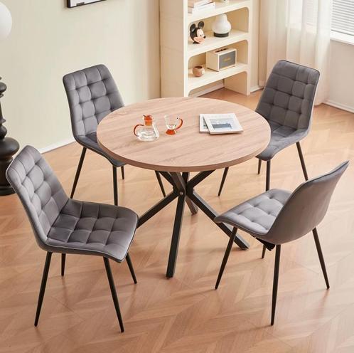Set van 4 Eetkamerstoelen - Velvet in Zwart, Grijs of Groen, Huis en Inrichting, Stoelen, Vier, Overige kleuren, Nieuw, Metaal