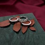 18 Krt. Witgouden ringen set met aquamarijn en diamant ;..., Sieraden, Tassen en Uiterlijk, Gebruikt, Overige kleuren, Ophalen of Verzenden
