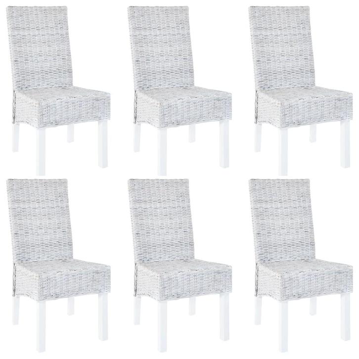 vidaXL Eetkamerstoelen 6 st kubu rattan en mangohout, Huis en Inrichting, Stoelen, Bruin, Nieuw, Verzenden
