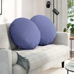 vidaXL Zitkussens 2 pcs Jeans Blauw Ø60 x 21 cm Stof, Huis en Inrichting, Woonaccessoires | Kussens, Verzenden, Nieuw, Blauw