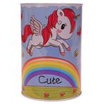 Spaarpot Blik - Eenhoorn Unicorn - Cute Regenboog - 15x10cm, Ophalen of Verzenden, Nieuw