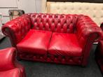 Chesterfield Vintage  Oxblood leren 2 zits Chesterfield Bank, Ophalen, Gebruikt, Chesterfield, Tweepersoons
