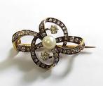 Broche - 18 karaat Geel goud, Roségoud - 1.61ct. tw. Parel -