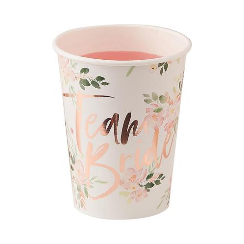 Gekleurde Bekers Team Bride 266ml 8st, Hobby en Vrije tijd, Feestartikelen, Nieuw, Verzenden
