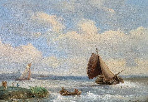 Herman Koekkoek de Jonge (1836-1909) - Zeegezicht, Antiek en Kunst, Kunst | Schilderijen | Klassiek