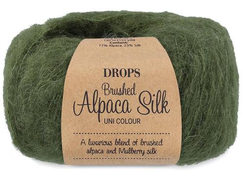 DROPS Brushed Alpaca Silk Uni Colour - 32 mosgroen - Wol G, Hobby en Vrije tijd, Breien en Haken, Ophalen of Verzenden
