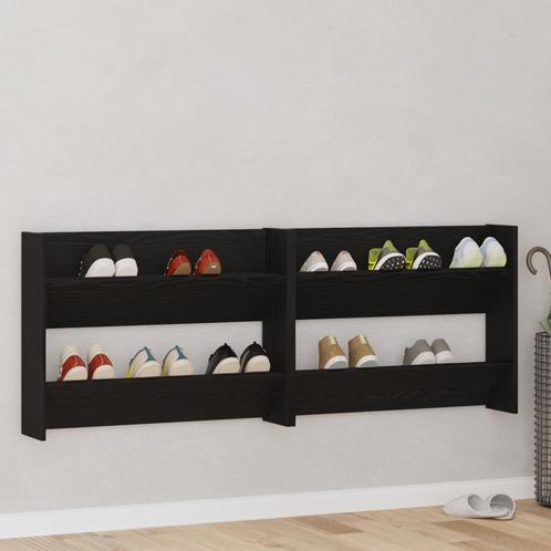 vidaXL Wand Schoenenkasten met plank Anders 2 pcs Zwart, Huis en Inrichting, Kasten | Schoenenrekken, Nieuw, Verzenden