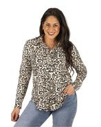 Zwart/ecru print travelstof blouse van By Swan, Kleding | Dames, Nieuw, Verzenden