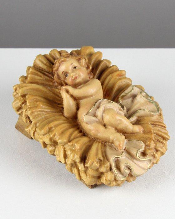 Lepi - Val Gardena - Snijwerk, Jezus in Kribbe - 4 cm - Hout, Antiek en Kunst, Antiek | Boeken en Bijbels
