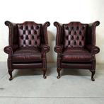 Chesterfield style - Fauteuil (2) - Queen Anne - Leder, Hout, Antiek en Kunst