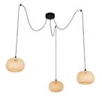 Oosterse buiten hanglamp bamboe 3-lichts IP44 - Rafael, Tuin en Terras, Buitenverlichting, Nieuw, Minder dan 50 watt