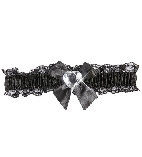 Zwarte Kousenband Met Diamanten Hartje, Hobby en Vrije tijd, Feestartikelen, Nieuw, Verzenden