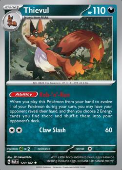 Thievul 120/182 holo Paradox Rift, Hobby en Vrije tijd, Verzamelkaartspellen | Pokémon, Losse kaart, Nieuw, Foil, Ophalen of Verzenden