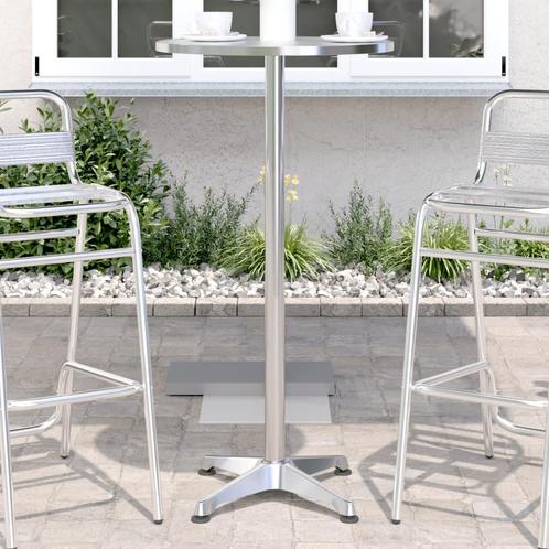 vidaXL Tuinbartafel in hoogte verstelbaar Ø59,5x70/109,5 cm, Tuin en Terras, Tuintafels, Nieuw, Aluminium, Verzenden