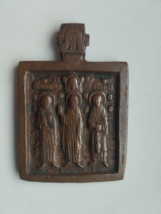 Reis-icoon - Saints Simon, Guriy en Aviv - Brons, Antiek en Kunst, Kunst | Niet-Westerse kunst