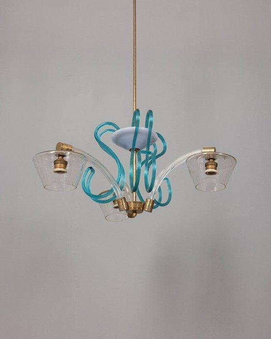 Kroonluchter - Messing, Murano-glas, Antiek en Kunst, Antiek | Lampen