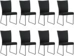 Set van 8 Zwarte leren industriële eetkamerstoelen - Toledo, Overige kleuren, Nieuw, Leer, Ophalen of Verzenden
