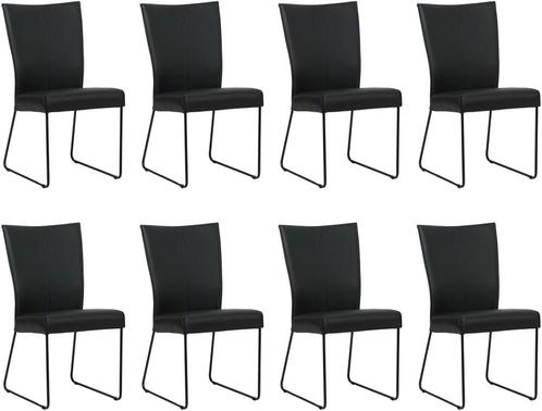 Set van 8 Zwarte leren industriële eetkamerstoelen - Toledo, Huis en Inrichting, Stoelen, Vijf, Zes of meer stoelen, Overige kleuren