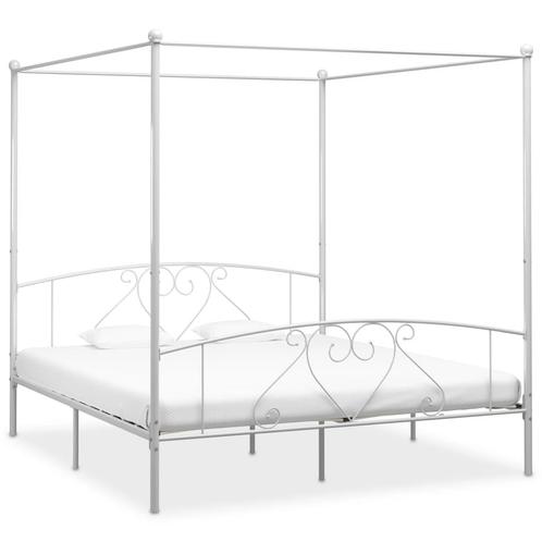 vidaXL Hemelbedframe metaal wit 180x200 cm, Huis en Inrichting, Slaapkamer | Bedden, 80 cm, 200 cm, Wit, Eenpersoons, Nieuw, Metaal