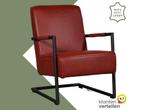 Leren fauteuil Lodge - Granada Rouge (rood), Industrieel, Modern, Scandinavisch, Nieuw, Ophalen of Verzenden, 50 tot 75 cm