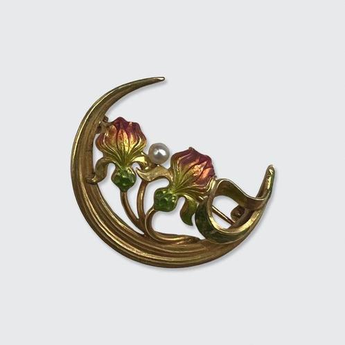 Broche - 14 karaat Geel goud - door Krementz, Sieraden, Tassen en Uiterlijk, Antieke sieraden