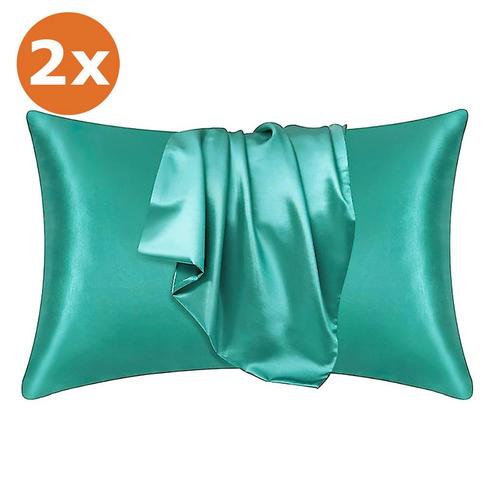 2 STUKS - Satijnen kussensloop Zacht Groen 60 x 70 cm hoofdk, Sieraden, Tassen en Uiterlijk, Uiterlijk | Haarverzorging, Nieuw