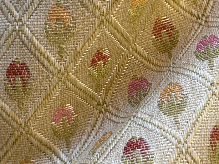 san leucio - exclusief damast zijde goud met ruiten en rozen, Antiek en Kunst, Antiek | Kleden en Textiel