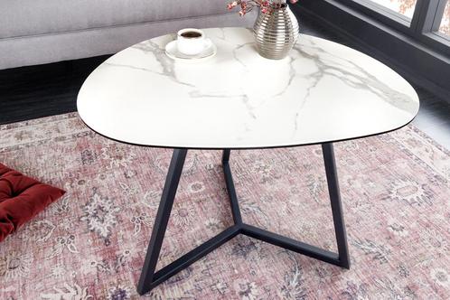 Moderne salontafel MARVELOUS 70cm wit marmeren keramiek, Huis en Inrichting, Tafels | Salontafels, Ophalen of Verzenden