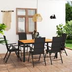 vidaXL 7-delige Tuinset zwart en bruin, Tuin en Terras, Nieuw, Tuinset, 7 zitplaatsen, Verzenden