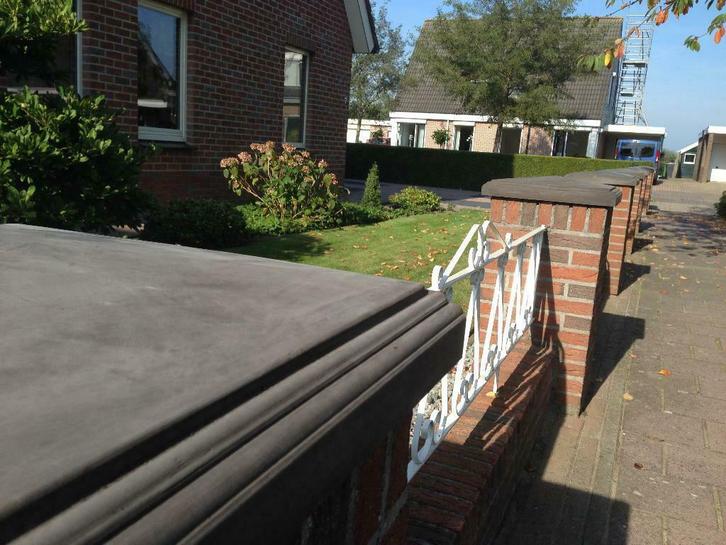 Paalmuts 4 zijdig aflopend met sierrand diverse afmetingen, Tuin en Terras, Schuttingen, Nieuw, Overige materialen, Minder dan 1 meter